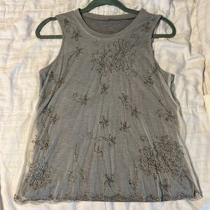 Hand embroidered beaded on mesh Chan Luu tank top.
